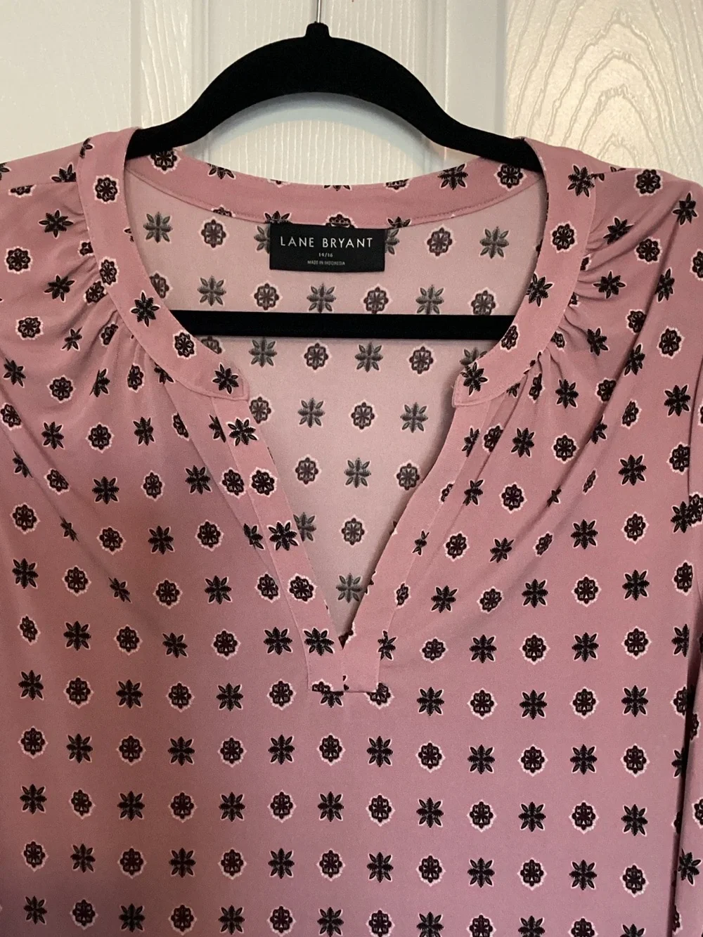 Lane Bryant Mauve Floral-Print V-Neck Tunic - Picture 3 of 5